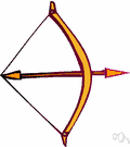 bow and arrow - a weapon consisting of arrows and the bow to shoot them