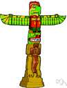 totem pole - a tribal emblem consisting of a pillar carved and painted with totemic figures