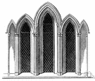 lancet window - a narrow window having a lancet arch and without tracery