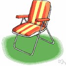 lawn chair - chair left outside for use on a lawn or in a garden