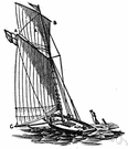 fore-and-aft topsail - a triangular fore-and-aft sail with its foot along the gaff and its luff on the topmast