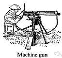 machine gun - a rapidly firing automatic gun (often mounted)