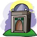 mausoleum - a large burial chamber, usually above ground