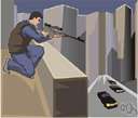 hitman - a professional killer who uses a gun