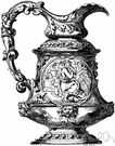 pitcher - an open vessel with a handle and a spout for pouring