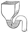 trap - drain consisting of a U-shaped section of drainpipe that holds liquid and so prevents a return flow of sewer gas