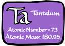 tantalum - a hard grey lustrous metallic element that is highly resistant to corrosion