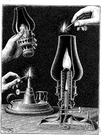 Lamp chimney - a glass flue surrounding the wick of an oil lamp