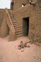 adobe house - a house built of sod or adobe laid in horizontal courses