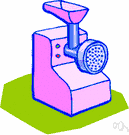 mincer - a kitchen utensil that cuts or chops food (especially meat) into small pieces