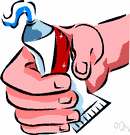 squeezing - the act of gripping and pressing firmly