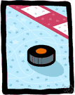 red line - a line that is colored red and that bisects an ice hockey rink
