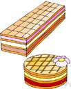 wafer - a small thin crisp cake or cookie
