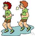 jogging - running at a jog trot as a form of cardiopulmonary exercise