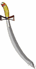 saber - a fencing sword with a v-shaped blade and a slightly curved handle