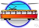 trolleybus - a passenger bus with an electric motor that draws power from overhead wires