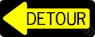 detour - a roundabout road (especially one that is used temporarily while a main route is blocked)