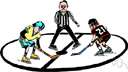 face-off - (ice hockey) the method of starting play