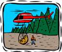 airlift - transportation of people or goods by air (especially when other means of access are unavailable)