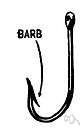 barb - a subsidiary point facing opposite from the main point that makes an arrowhead or spear hard to remove