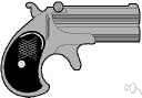 derringer - a pocket pistol of large caliber with a short barrel
