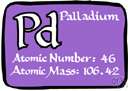 Pd - a silver-white metallic element of the platinum group that resembles platinum