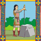 Arthur - a legendary king of the Britons (possibly based on a historical figure in the 6th century but the story has been retold too many times to be sure)