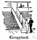 gangboard - a temporary bridge for getting on and off a vessel at dockside