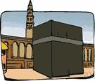 Kaaba - (Islam) a black stone building in Mecca that is shaped like a cube and that is the most sacred Muslim pilgrim shrine