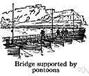 bateau bridge - a temporary bridge built over a series of pontoons