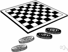 checkerboard - a board having 64 squares of two alternating colors