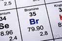 bromine - a nonmetallic heavy volatile corrosive dark brown liquid element belonging to the halogens