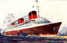 ocean liner - a large commercial ship (especially one that carries passengers on a regular schedule)