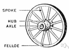 Felloe - rim (or part of the rim) into which spokes are inserted