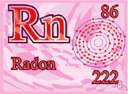 atomic number 86 - a radioactive gaseous element formed by the disintegration of radium