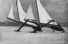 iceboat - a sailing vessel with runners and a cross-shaped frame