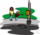 crossing - a path (often marked) where something (as a street or railroad) can be crossed to get from one side to the other