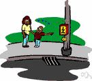 crosswalk - a path (often marked) where something (as a street or railroad) can be crossed to get from one side to the other