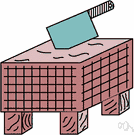 Chopping block - a steady wooden block on which food can be cut or diced or wood can be split