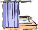 shower bath - booth for washing yourself, usually in a bathroom