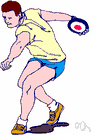discus - an athletic competition in which a disk-shaped object is thrown as far as possible