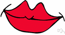 lip - either of two fleshy folds of tissue that surround the mouth and play a role in speaking