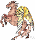 Pegasus - (Greek mythology) the immortal winged horse that sprang from the blood of the slain Medusa