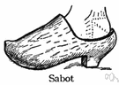 sabot - a shoe carved from a single block of wood
