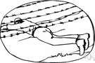 trip wire - a wire stretched close to the ground that activates something (a trap or camera or weapon) when tripped over