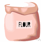 flour - fine powdery foodstuff obtained by grinding and sifting the meal of a cereal grain