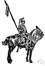 lancer - (formerly) a cavalryman armed with a lance