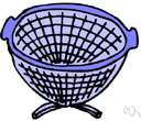 strainer - a filter to retain larger pieces while smaller pieces and liquids pass through
