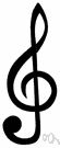 G clef - a clef that puts the G above middle C on the second line of a staff