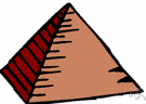 pyramid - a polyhedron having a polygonal base and triangular sides with a common vertex